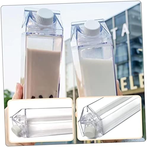 CABILOCK 4 PCS בקבוק חלב מיכל צלול עם בקבוקי שתייה של זכוכית מכסה עם מכסים מכולות מרובעות עם מכסים