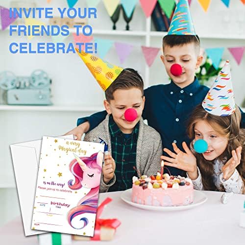 הזמנות ליום הולדת של yqv נצנצים, הזמנות למסיבת יום הולדת קסומה של 20 ספירות, הזמנות למסיבת יום הולדת קסומה עם