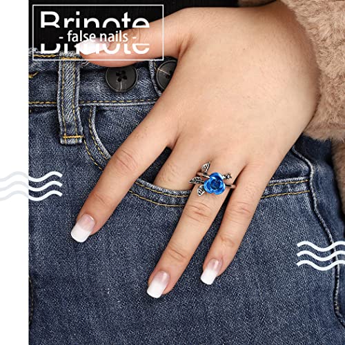 Brinote כיכר לחץ על הציפורניים לבן Ombre הציפורניים קצר ציפורניים מזויפות שיפוע שווא הציפורניים טיפים