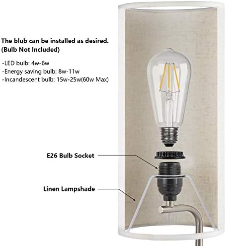 מנורת שולחן מטען אלחוטי, מנורת ליד המיטה עם נמל USB וכרית טעינה אלחוטית, מנורת שידת לילה עם צל פשתן עגול