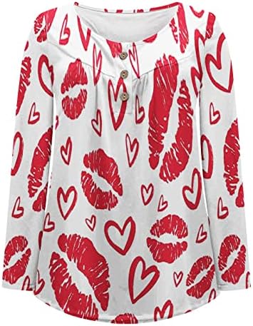 נשים של חג האהבה חולצות אופנה שפות לב הדפסת טוניקת חולצה מתגנדר מזדמן זורם חולצה עבור חותלות בסוודרים