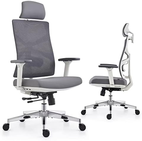 כיסא משרדי ארגונומי עם משענת גב אדפטיבית, כיסא שולחן מחשב גב גבוה עם משענות יד 4 ד', עומק מושב מתכוונן, תמיכה