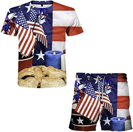 מכנסי חליפות ריצה מדפיסים יום 3 מימד קיץ עוגיות אמריקאיות סט של גברים דגל עצמאות דגל גברים מזדמנים