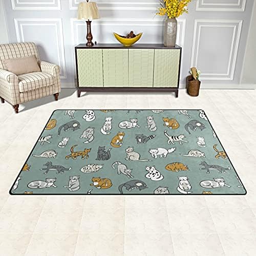 דפוס חתולים מצחיק שטיחים גדולים של שטיחי שטיחים משתלת שטיח פליימאט לילדים משחק חדר שינה חדר סלון 60x39 אינץ ',