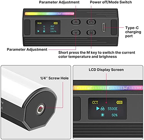 Xixian ilight mini magentic צינור צינור צינור LED LED אור וידאו 2500K-9000K DIMBABLE 20 אפקטים CRI95+ סוללה