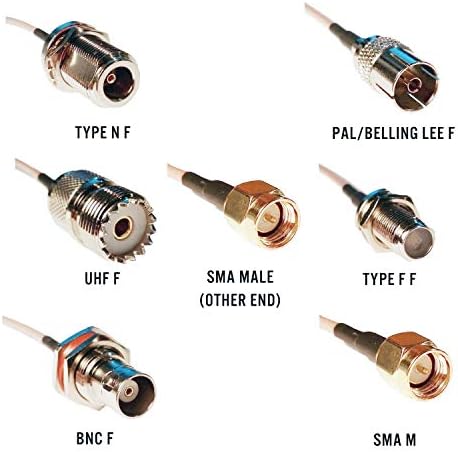 בלוג RTL-SDR SMA זכר ל- SMA M, BNC F, Type N F, Type F F, UHF F, PAL F RG316 20 סמ ערכת מתאמי צמה