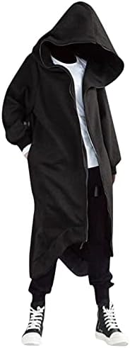 Mens 3D וינטג 'סגנון אתני הדפס עם ברדס עם שרוול ארוך קפוצ'ון מעיל חולצה מעיל ג'קט גשם חלקלק