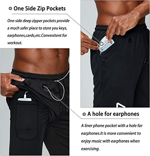 גברים של 2 ב 1 מכנסי ריצה כושר אימון מהיר יבש גברים מכנסיים קצרים עם טלפון כיס