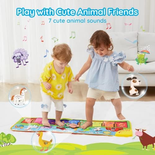 תינוק מוסיקלי מחצלות עם 25 מוסיקה נשמע, מוסיקלי צעצועי ילד רצפת פסנתר מקלדת מחצלת שטיח בעלי החיים שמיכת מגע