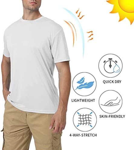 הגנת השמש של Biylaclesen גברים עם שרוול קצר חולצת טריקו UPF 50+ חולצות ביצועים מהירות נושמות חולצות רצות