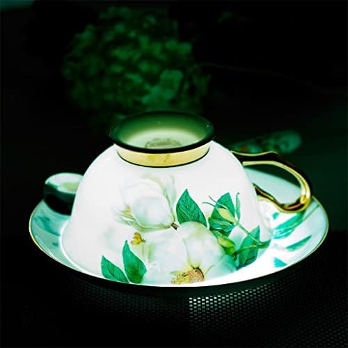 Jydbrt Camellia בסגנון אירופי עצם סין חרסינה אחר הצהריים של כוס קפה קפה מתנה עם צלוחית וכף וברזל דוכן