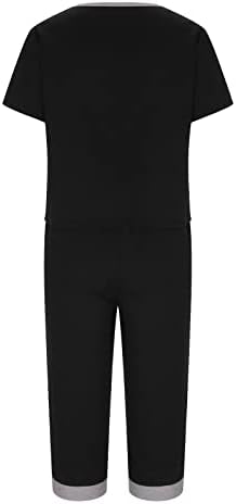 Comigeewa 2023 בגדים כותנה גרפית קפרי ישר רגל ישר ערכות מכנסיים בסיסיים לבנות נוער סתיו מכנסי קיץ ערכות