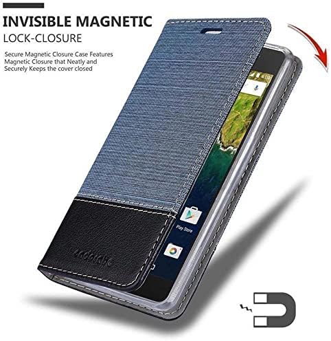 מארז הספרים של Cadorabo תואם ל- Huawei Nexus 6P בשחור כחול כהה - עם סגירה מגנטית, פונקציית עמד