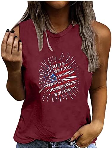 HGCCGDU 2023 גופיות יום העצמאות לנשים ללא שרוולים קיץ 4 ביולי חולצות טשטורות אמריקאיות דגל זיקוקי דין גרפיים