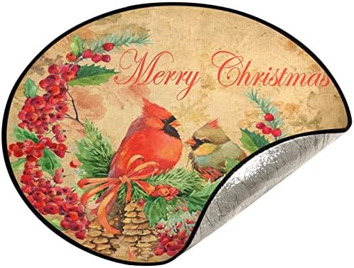 מחצלת עץ חג המולד Visesunny זר חג מולד שמח עץ ציפור אדום קרדינל מעמד מחצלת מגן רצפה סופג עץ עץ מחצלת מגש לחג ההודיה