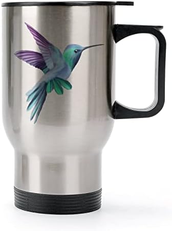 Hummingbird נסיעה ספל מים נירוסטה עם ידית ומכסה לכוס קפה מבודדת ואקום לרכב 14oz