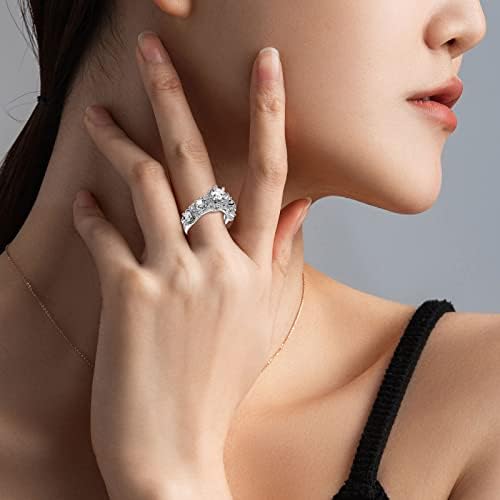 2023 חדש מסנוור שכבה כפולה טבעת תכשיטים אופנה יוקרתית זירקון טבעת סט תכשיטים חתונה נשית אירוסין זוג טבעת