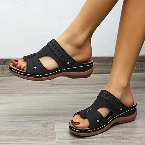 נעלי סנדלים נשים כפכפים נוחים לנשים עם קשת תמיכה טריזים שחורים בקיץ לנשים סנדלים