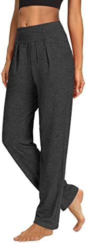 מכנסי יוגה של Sarin Mathews מכנסי יוגה קפלים רגל רחבה רופפת מכנסי טרקלין נוחים מכנסי טרנינג אימון לנשים