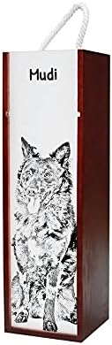 Mudi, קופסת יין מעץ עם תמונה של כלב