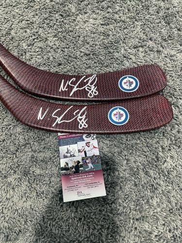 מטוסי נייט שמידט וויניפג חתומים על חתימות הוקי מקל חתימה עם חתימה עם חתימה - מקלות NHL עם חתימה