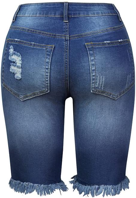 מכנסיים קצרים של ג'אן LMDUDAN לנשים עם מותניים גבוהות מכווץ מכוסה גולמי מקורם גולמי חתוך מכנסי