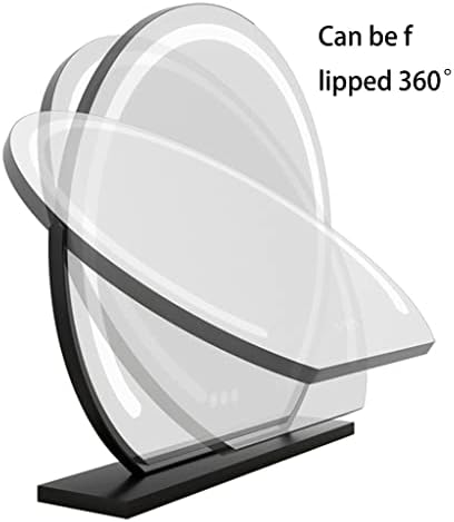 פיפור 360 מראה איפור מסתובבת, שולחן איפור שולחן לד מראת איפור עם 3 צבעים אור ניתן לעמעום וחבר