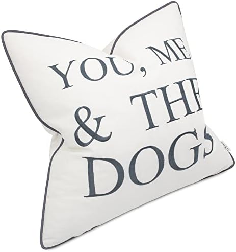 Yugtex You Me ו- The Dogs רקום מבטא מרובע לזרוק כרית כרית - מתנה לאוהבי חיות מחמד, חובבי כלבים, חומרי בית,