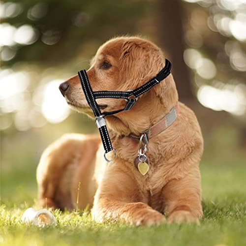 כלב ראש צווארון עם רצועה רעיוני מתכוונן למנוע משיכת כלב ראש הלטר עם בטיחות קליפ רך בד מרופד כלב ראש לרתום לאימון