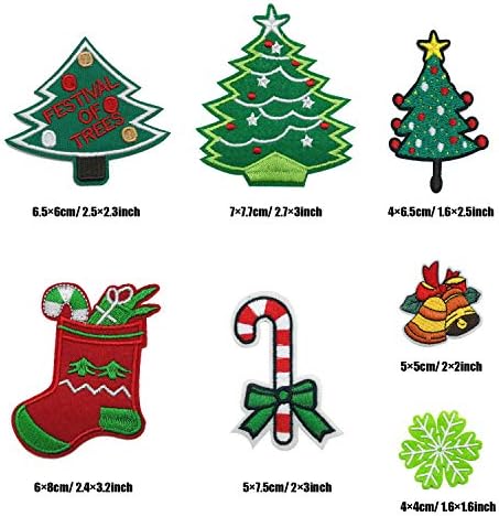 Woohome 27 יח 'ברזל חג שמח על טלאים מדבקות אפליקציות רקמות למלאכה, תפירה, ביגוד ומתנות לחג המולד DIY
