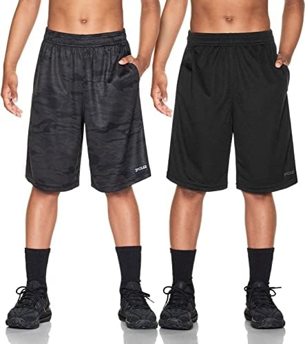 TSLA 1 או 2 חבילה מכנסיים אתלטיים של ילד, משיכה יבש מהירה במכנסיים קצרים של כדורסל, מכנסי כושר פעילים