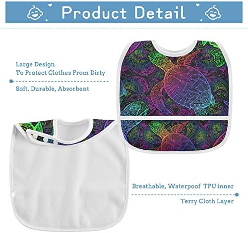 Mazeann Baby Bibs Mandala Sea Turtle Babies מזינים ביב, ביבני אוכל פעוטות מתכווננות לילד ילדה