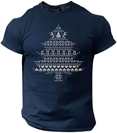 חולצת גברים לחג המולד חולצה עם שרוול קצר חולצה של שלג איש שלג קרוזי צווארון זכר בצבע אחיד חגורת חג חג