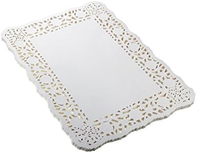 LJY 100 חתיכות תחרה לבנה מלבן נייר נייר עוגות רפידות אריזה עוגות קישוט שולחן חתונה קישוט