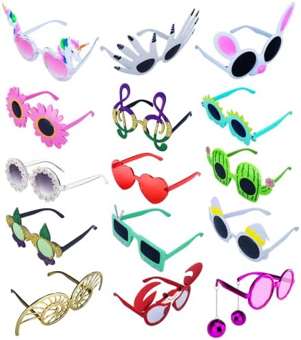 טד.אייבס 12 חבילה מצחיק מסיבת משקפי שמש, חידוש כיף משקפיים, מגניב תלבושות מסכות למבוגרים, ילדים,