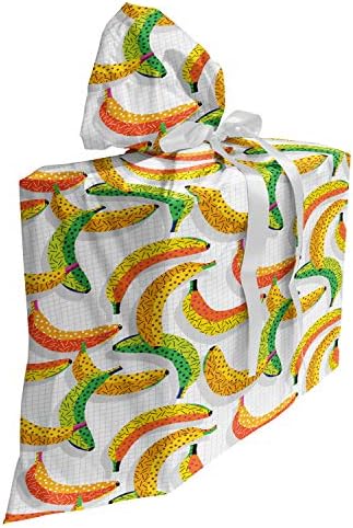 שקית מתנה מבד וינטג', רטרו שנות ה -80 פירות אופנה בננה דפוס פאנקי היפסטר איור, שק מתנה למסיבות ימי הולדת עם 3 סרטים,