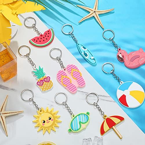 36 חתיכות בריכת מסיבת מחזיקי מפתחות חוף המפלגה טובות פלמינגו אננס הוואי גלשן מחזיקי מפתחות לילדים קיץ נושא