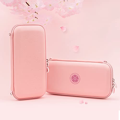 Geekshare Sakura Pink Carry Case תואם ל- Nintendo Switch Lite - Ultra Slim נייד פגז קשה מארז נסיעה
