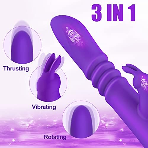 דחיפת ארנב ויברטור צעצועי מין לנשים, ויברטור G-Spot 9.8 עם 3 מצבי דחף ו 7 מצבי רטט, ממריץ דגדגן אטום למים עם