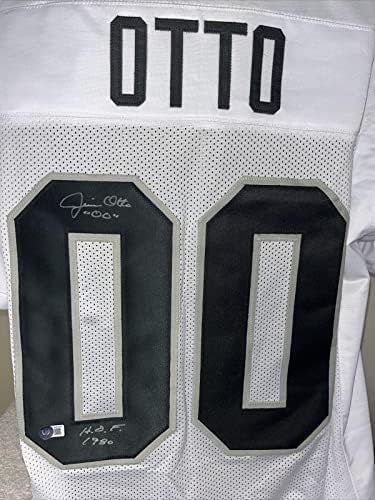 ג'ים אוטו חתום על חתימה על חתימה של NFL Oakland Raiders Jersey עם כתובת ואימות בקט