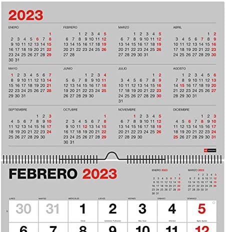 Miquelrius - 2023 לוח השנה הקיר הבסיסי - גודל A4 - עם מספרים גדולים - ספרדית