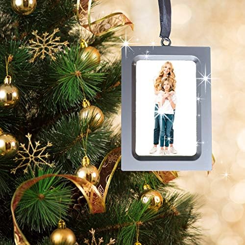 קישוטי מסגרת תמונה אנכיים - מסגרות קישוט סט של 4 - עיצוב כסף מתכתי - מסגרות צילום מיניאטוריות לעץ חג
