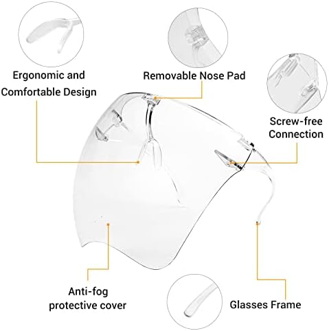 מגן פנים של Konikit Face משקפיים אנטי-ערמומיים משקפי משקפי שמש מגנים מפלסטיק מגן מלא מבוגרים