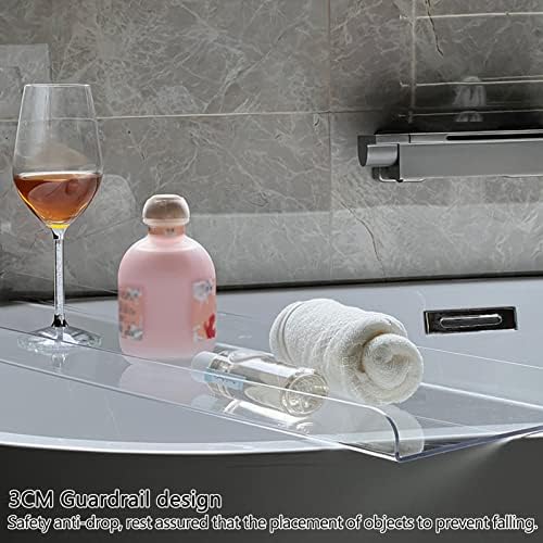 מתלה אמבטיה של PFCDZDU, מגש קאדי אקרילי ברור, מתאים לרוב אמבטיות, מדף אחסון אמבטיה אטום למים לחיזוק
