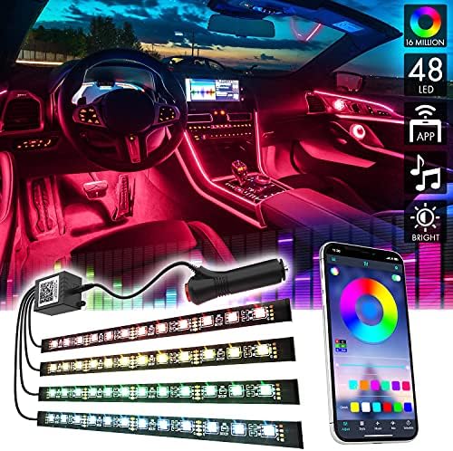 נוסחת תאורה פנימית לרכב, פסי תאורה לד למכוניות, 16 מיליון צבעי ראגבייט, בקרת אפליקציות בלוטות', סנכרון מוסיקה