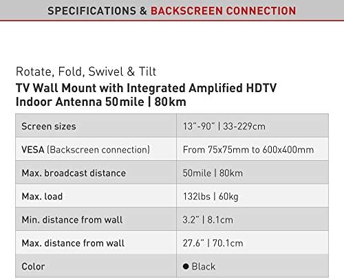 ברקאן ארוך טלוויזיה קיר קיר, 40-90 אינץ 'זרוע כפולה תנועה מלאה המפרט - 4 תנועה תושבת מסך שטוחה/מעוקלת,