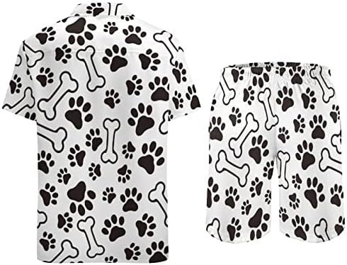 כפה כלבים וקשת תלבושות חוף של 2 חלקים כפתור הוואי למטה חולצה עם שרוול קצר וחליפות מכנסיים קצרים