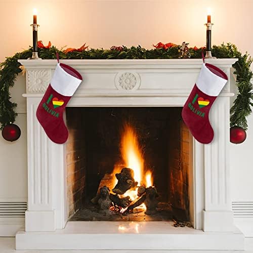 אני אוהב בוליביה אדום גרבי חג חג המולד קישוטי הבית לקש עץ חג המולד גרביים תלויים