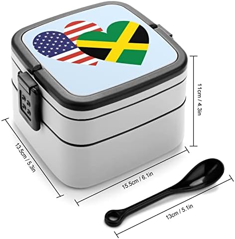 ג'מייקה דגל לב אמריקאי הדפס הכל בקופסת בנטו אחת מיכל ארוחת צהריים למבוגרים עם כף לבית ספר/עבודה/פיקניק