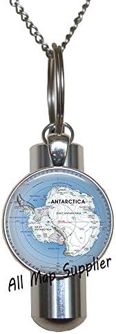 שרשרת כד UlmapSupplier Almapsupplier, כיבוי מפה אנטארקטי, תכשיטי מפת אנטארקטיקה, מפת הקוטב הדרומי, שרשרת כיבוי